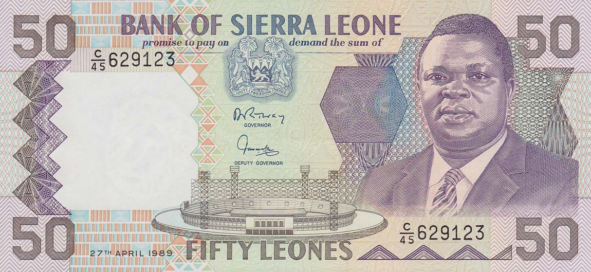 Front of Sierra Leone p17b: 50 Leones from 1989