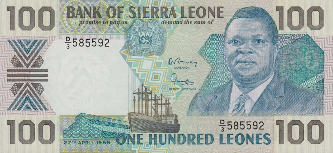 Front of Sierra Leone p18a: 100 Leones from 1988