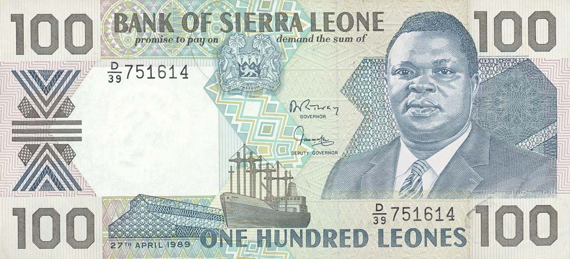 Front of Sierra Leone p18b: 100 Leones from 1989