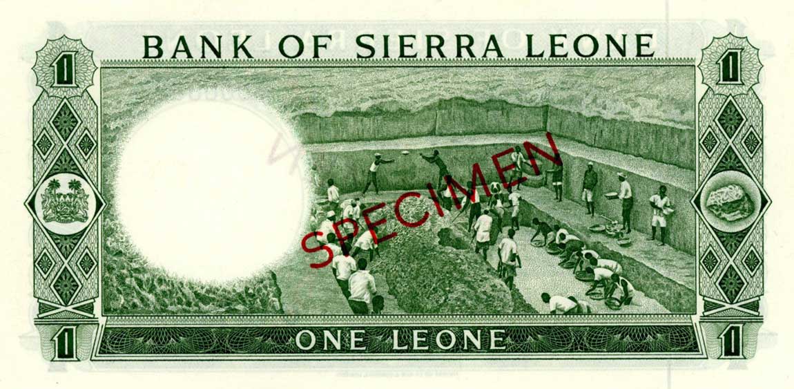 Back of Sierra Leone p1s: 1 Leone from 1964
