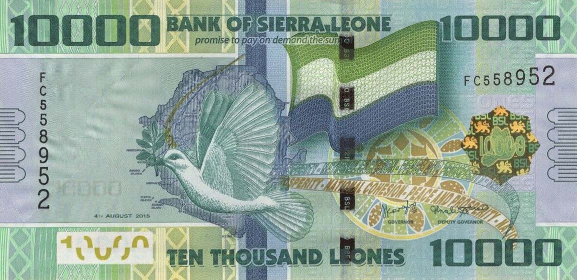 Front of Sierra Leone p33c: 10000 Leones from 2015