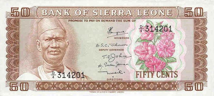 Front of Sierra Leone p4b: 50 Cents from 1974