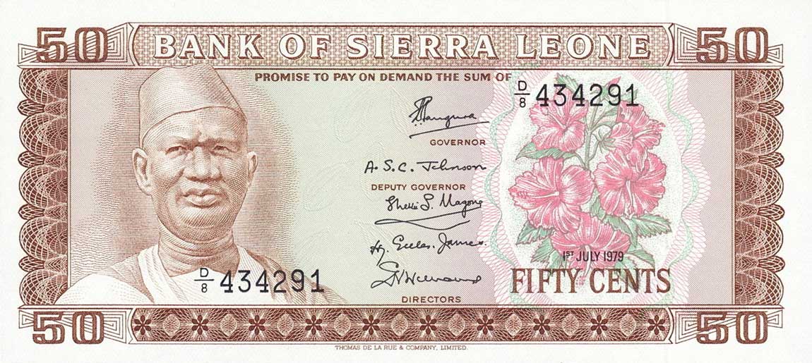 Front of Sierra Leone p4c: 50 Cents from 1979