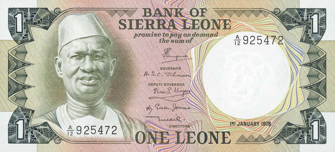 Front of Sierra Leone p5b: 1 Leone from 1978