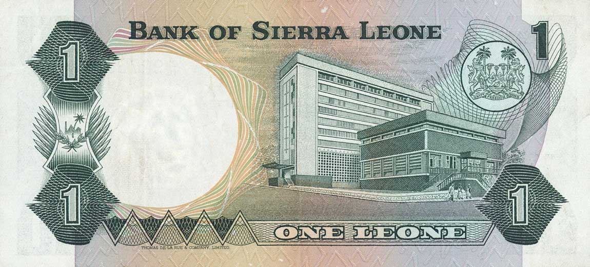 Back of Sierra Leone p5c: 1 Leone from 1980