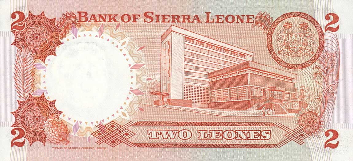 Back of Sierra Leone p6g: 2 Leones from 1984