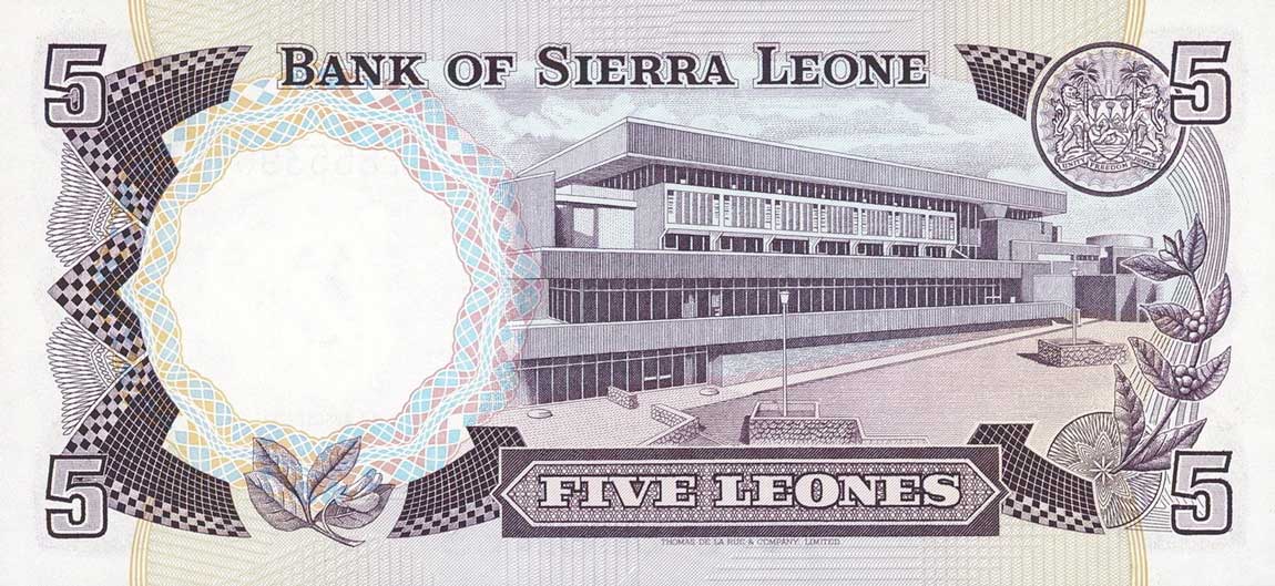 Back of Sierra Leone p7f: 5 Leones from 1984