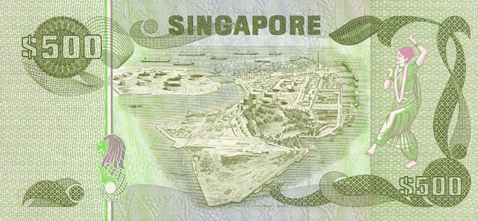 Back of Singapore p15a: 500 Dollars from 1977