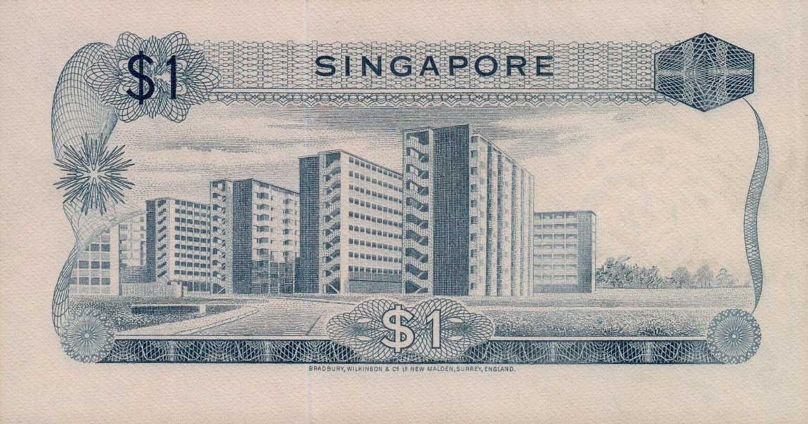 Back of Singapore p1a: 1 Dollar from 1967