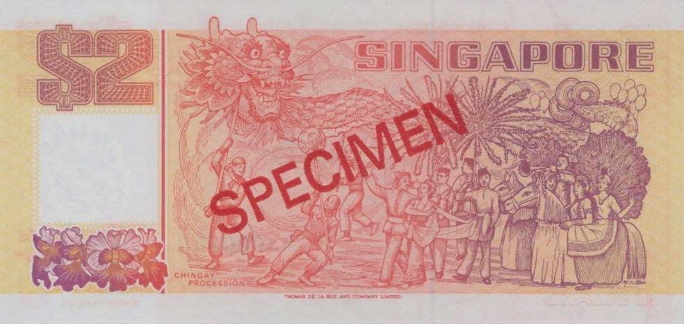 Back of Singapore p27s: 2 Dollars from 1990