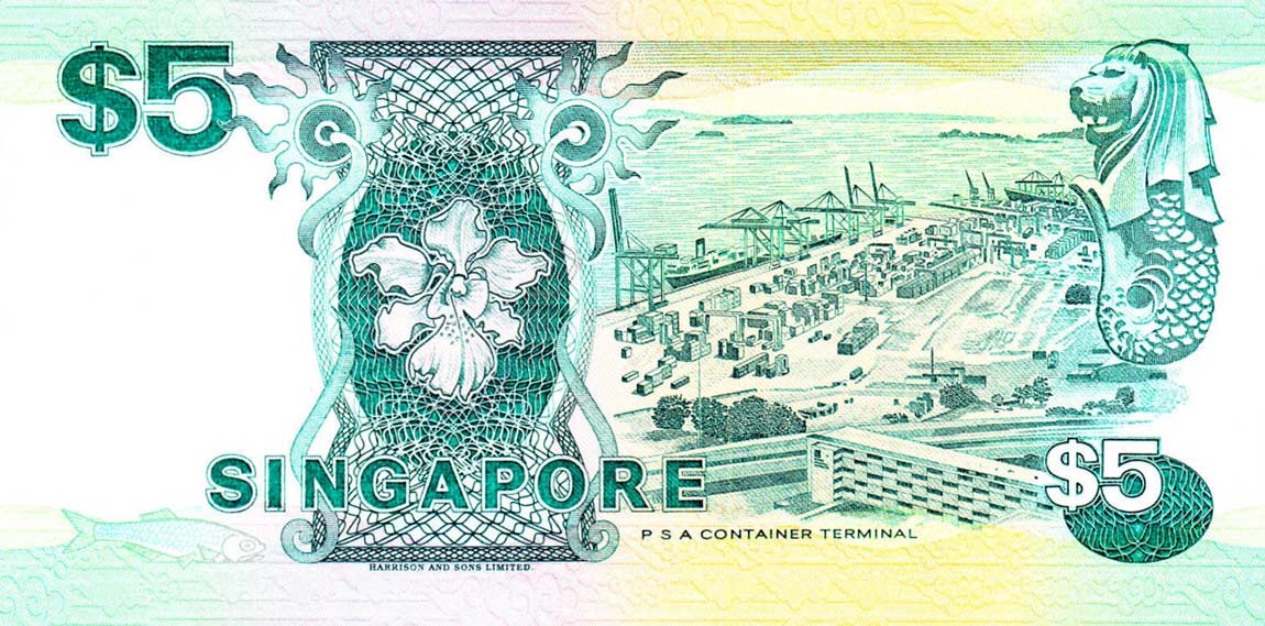 Back of Singapore p35: 5 Dollars from 1997