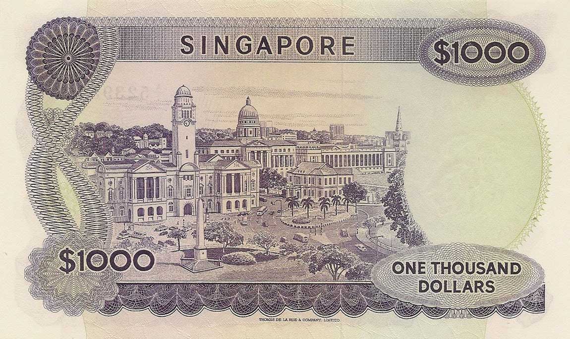 Back of Singapore p8d: 1000 Dollars from 1975