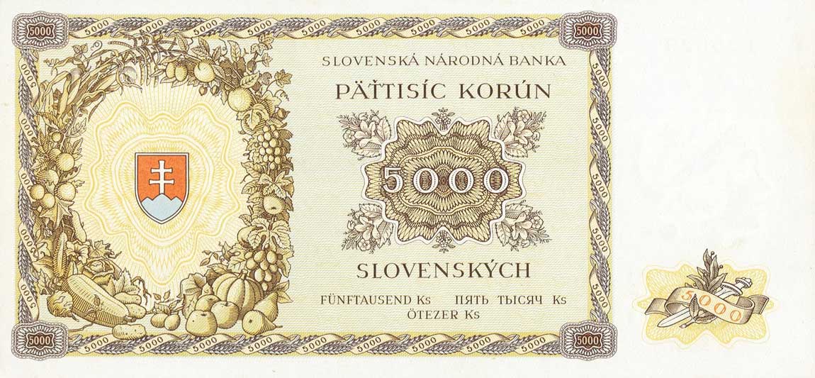 Back of Slovakia p14a: 5000 Korun from 1944