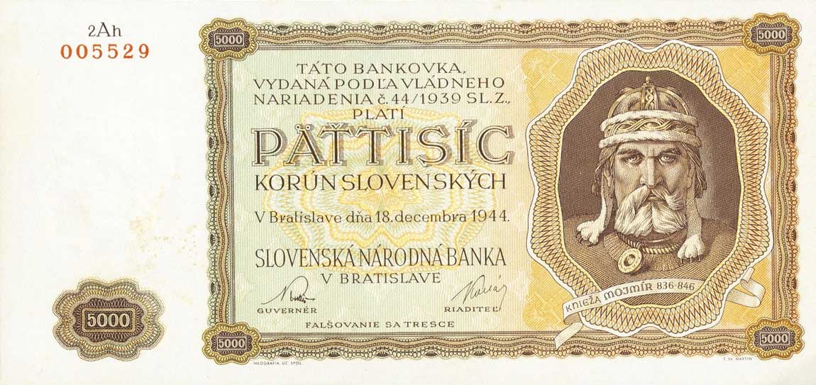 Front of Slovakia p14a: 5000 Korun from 1944