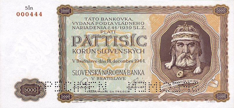 Front of Slovakia p14s: 5000 Korun from 1944