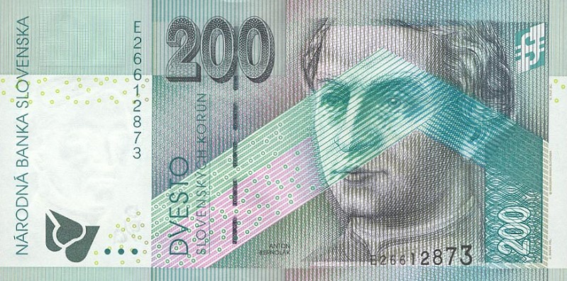 Front of Slovakia p30a: 200 Korun from 1999