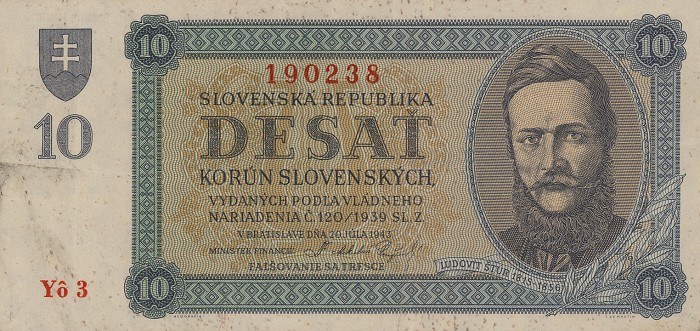 Front of Slovakia p6a: 10 Korun from 1943