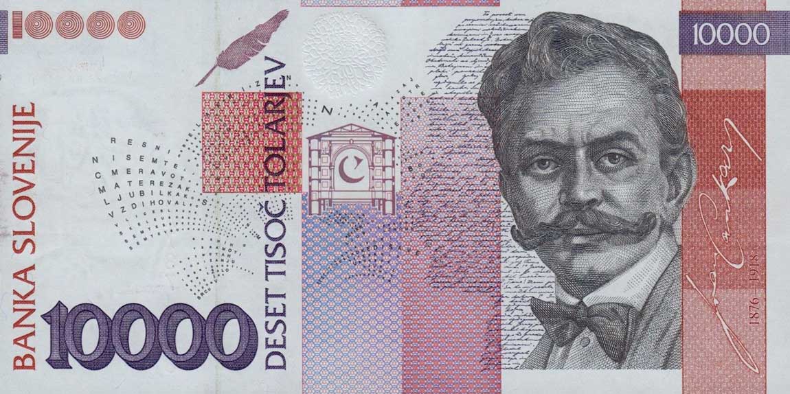 Front of Slovenia p20a: 10000 Tolarjev from 1994