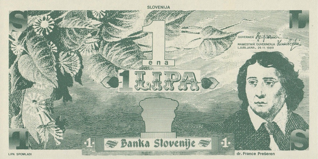 Front of Slovenia pA1a: 1 Lipa from 1989