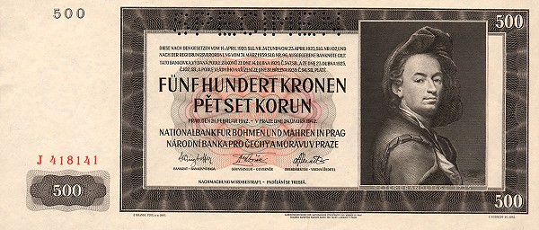 Front of Bohemia and Moravia p11s: 500 Korun from 1942