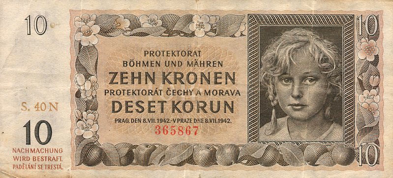 Front of Bohemia and Moravia p8a: 10 Korun from 1942