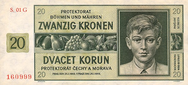 Front of Bohemia and Moravia p9a: 20 Korun from 1944