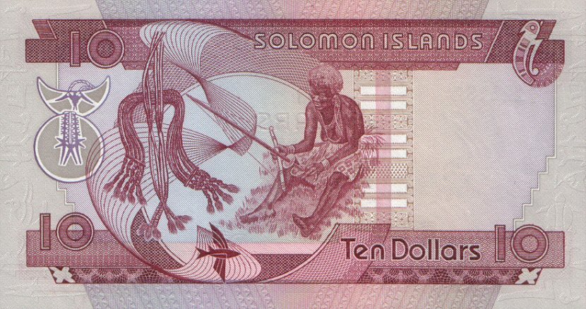 Back of Solomon Islands p11: 10 Dollars from 1984