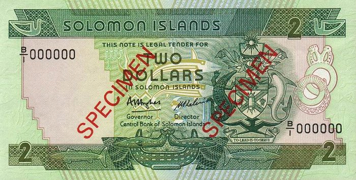 Front of Solomon Islands p13s: 2 Dollars from 1986