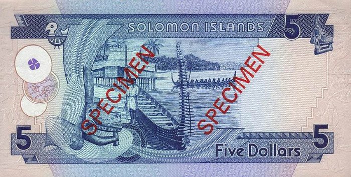 Back of Solomon Islands p14s: 5 Dollars from 1986