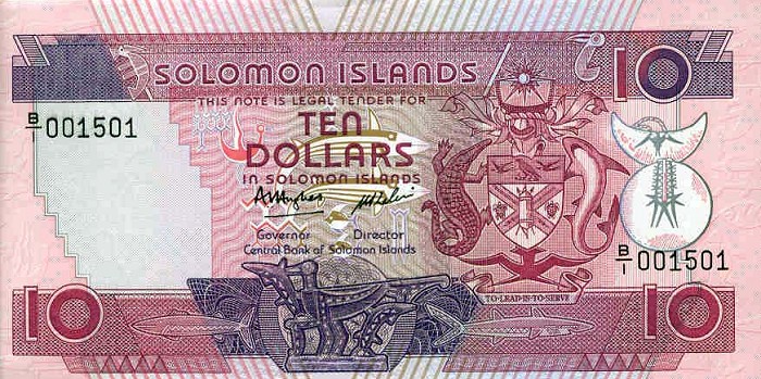 Front of Solomon Islands p15a: 10 Dollars from 1986