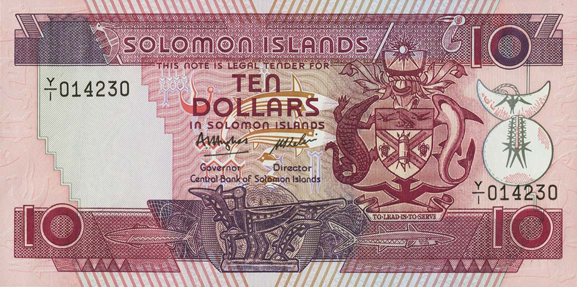 Front of Solomon Islands p15r: 10 Dollars from 1986
