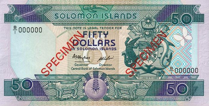 Front of Solomon Islands p17s: 50 Dollars from 1986