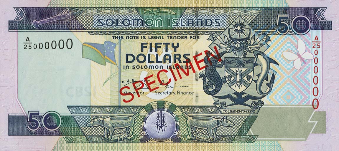 Front of Solomon Islands p24s: 50 Dollars from 2001