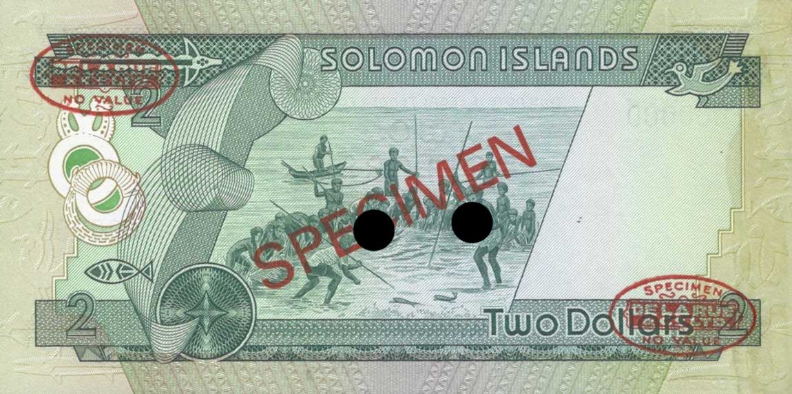 Back of Solomon Islands p5s: 2 Dollars from 1977