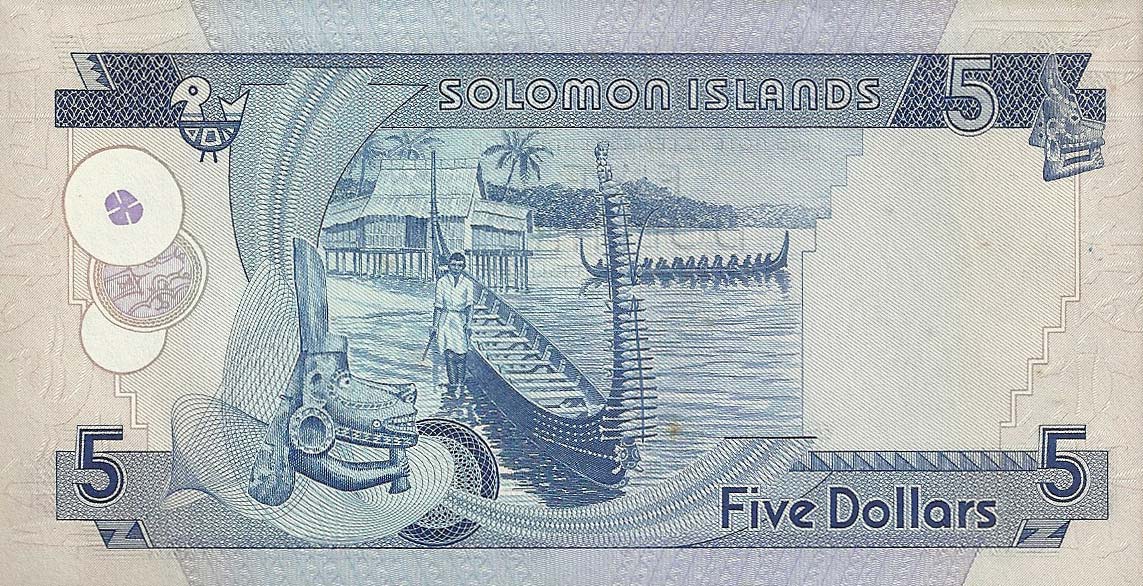 Back of Solomon Islands p6a: 5 Dollars from 1977