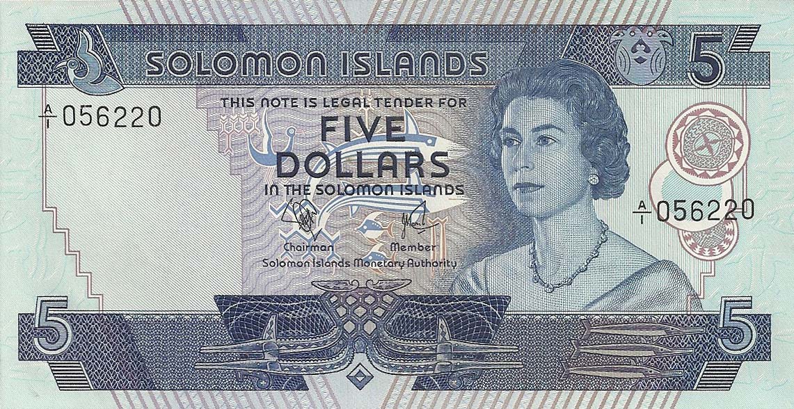 Front of Solomon Islands p6a: 5 Dollars from 1977