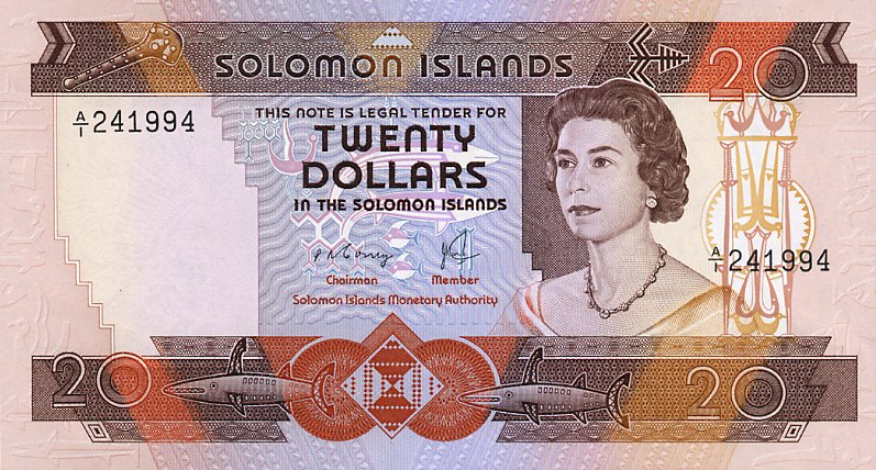Front of Solomon Islands p8a: 20 Dollars from 1981