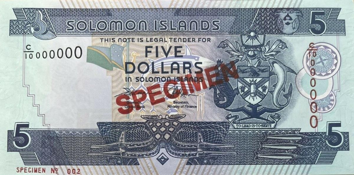 Front of Solomon Islands p26s: 5 Dollars from 2006