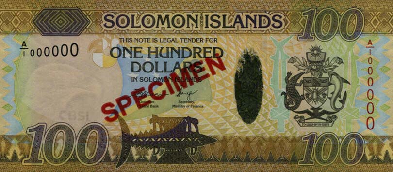 Front of Solomon Islands p36s: 100 Dollars from 2015