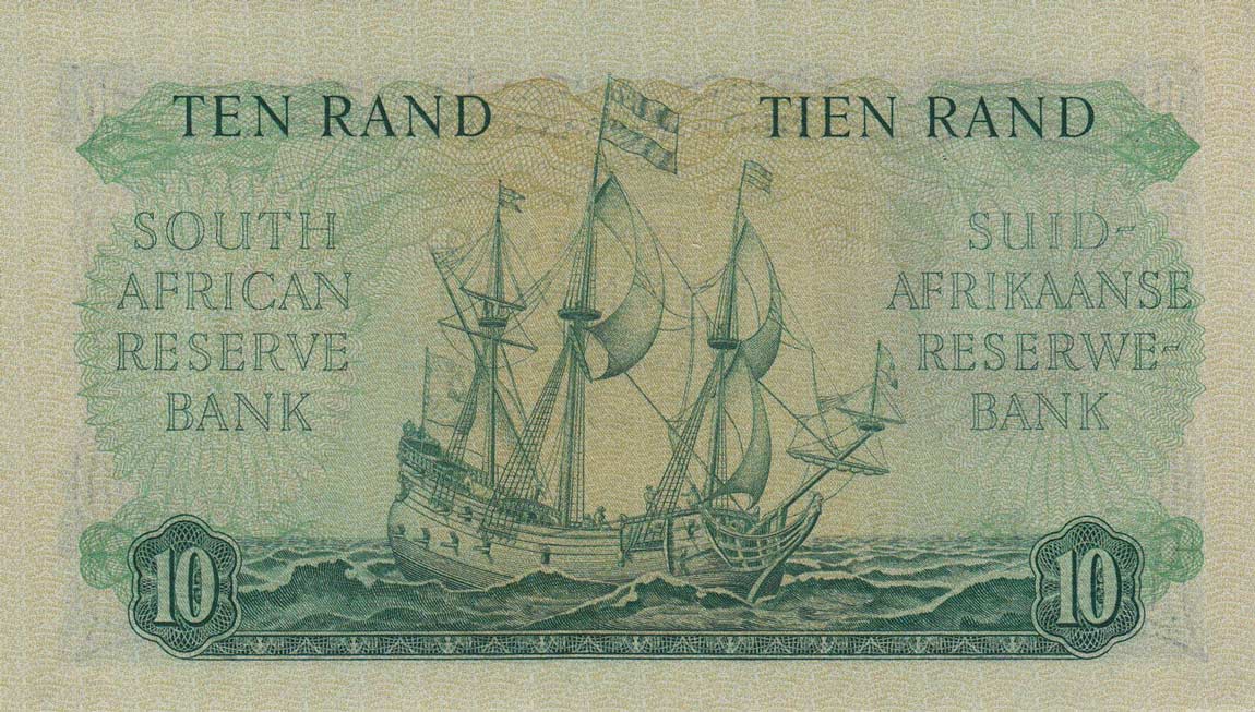 Back of South Africa p106b: 10 Rand from 1962