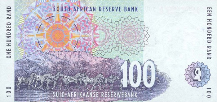 Back of South Africa p126b: 100 Rand from 1999