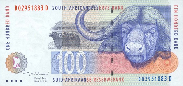 Front of South Africa p126b: 100 Rand from 1999