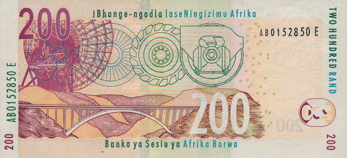 Back of South Africa p132a: 200 Rand from 2005