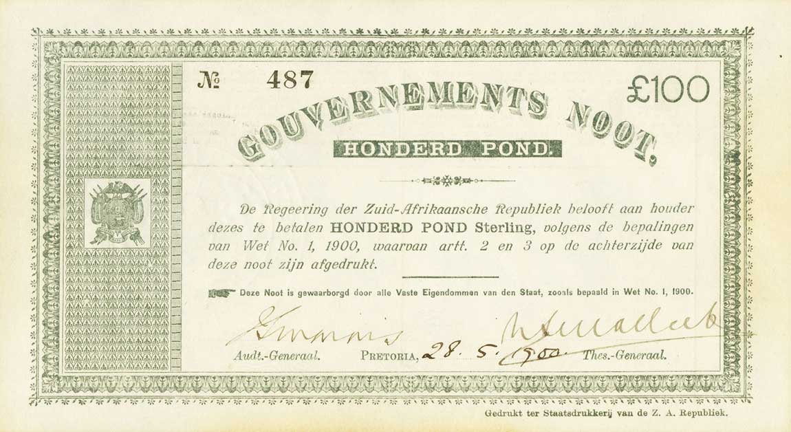 Front of South Africa p59: 100 Pounds from 1900