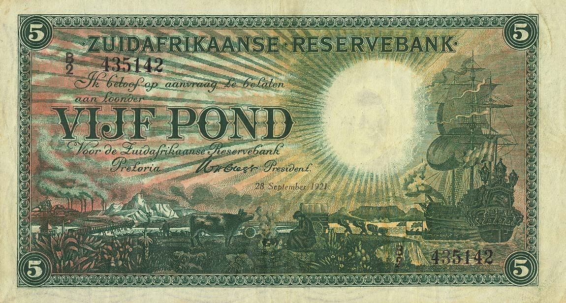 Back of South Africa p76: 5 Pounds from 1921