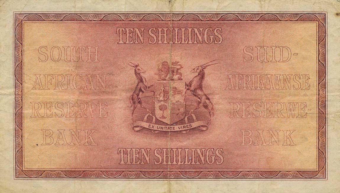 Back of South Africa p82e: 10 Shillings from 1945