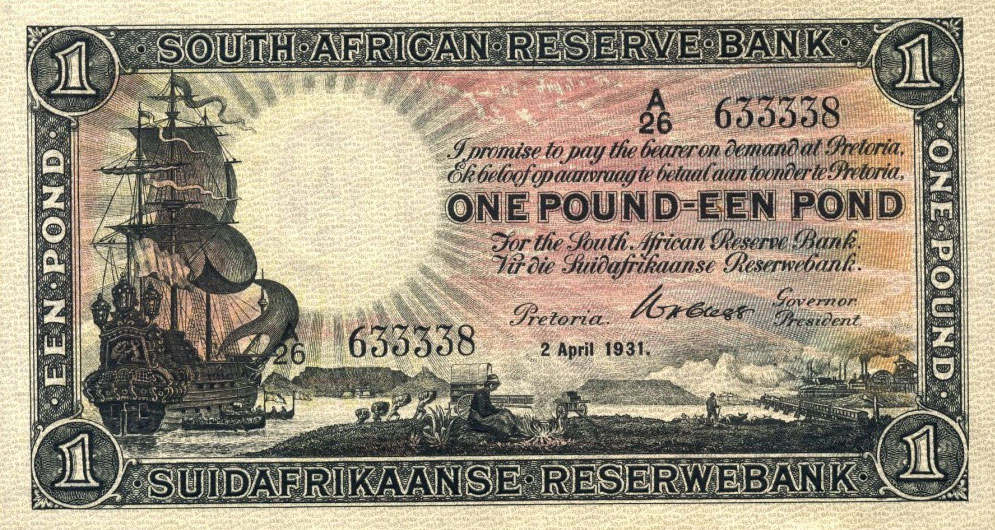 Front of South Africa p84b: 1 Pound from 1930