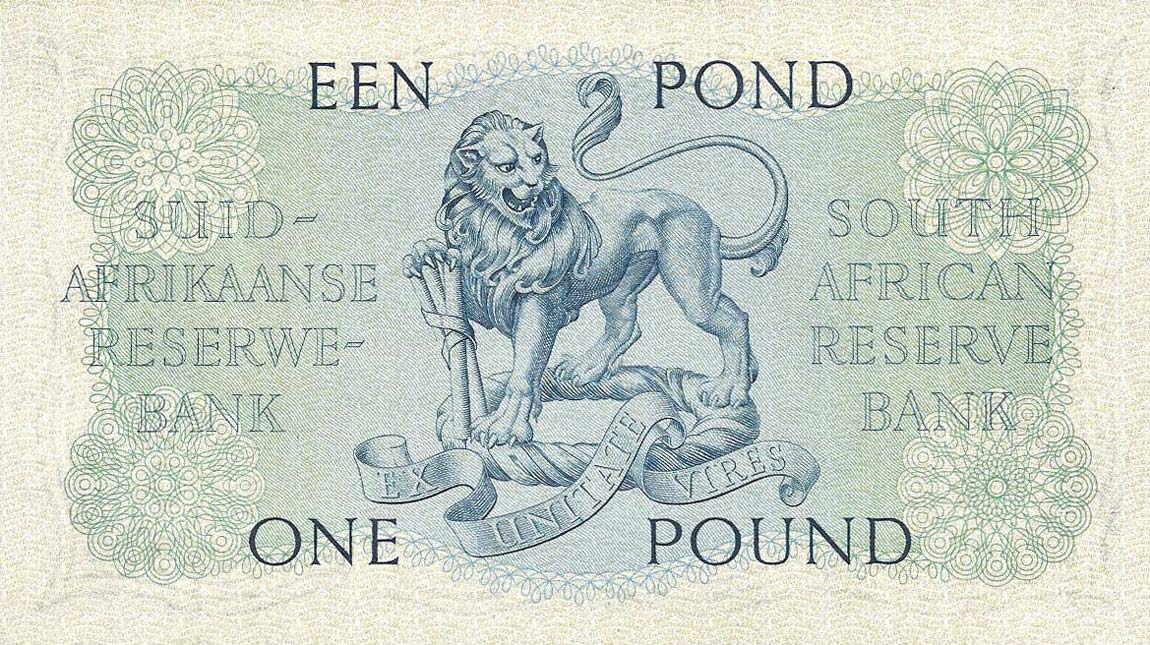 Back of South Africa p92d: 1 Pound from 1951