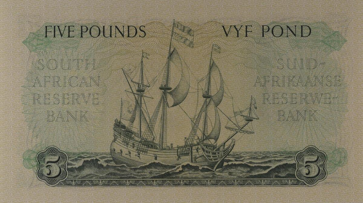 Back of South Africa p97c: 5 Pounds from 1954