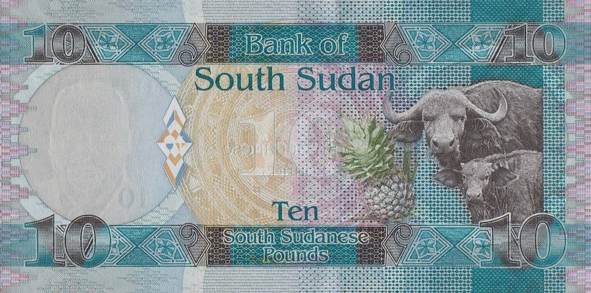 Back of South Sudan p7a: 10 Pounds from 2011